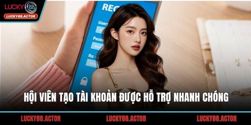 Hội viên tạo tài khoản được hỗ trợ nhanh chóng